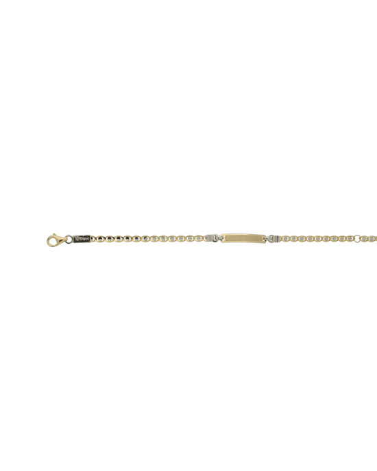 18CT T/T ID BRACELET RECT 14cm